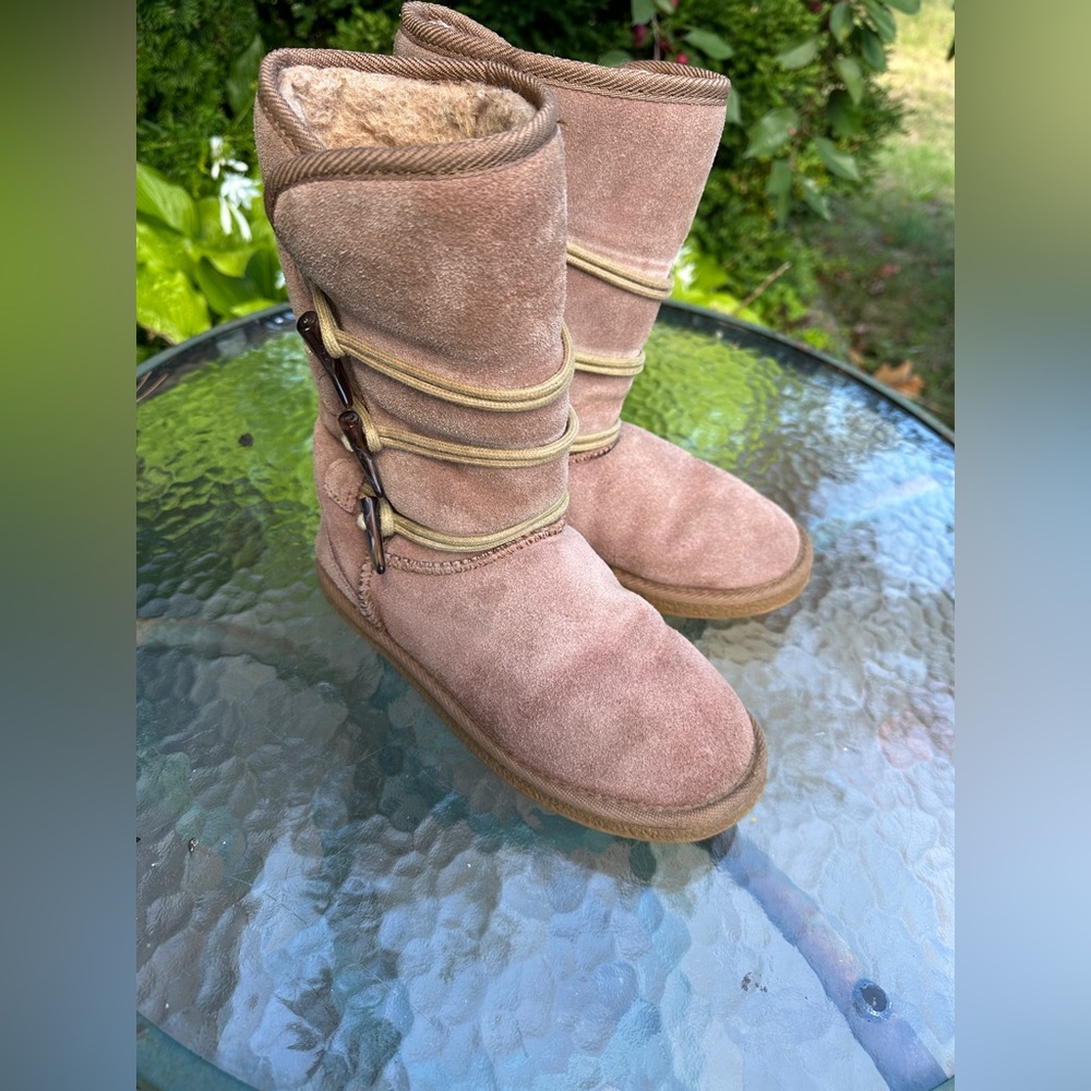 Women's Tan Soft Moc Suede Boots/wool lined